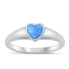 Sterling Silver Heart Blue Lab Opal Ring