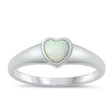 Load image into Gallery viewer, Sterling Silver Heart White Lab Opal Ring