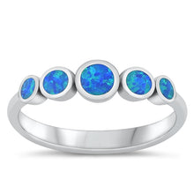 Load image into Gallery viewer, Sterling Silver Circles Blue Lab Opal Ring