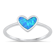 Load image into Gallery viewer, Sterling Silver Oxidized Heart Blue Lab Opal Ring
