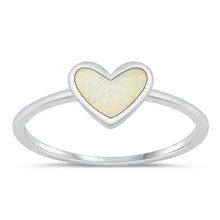 Load image into Gallery viewer, Sterling Silver Oxidized Heart White Lab Opal Ring