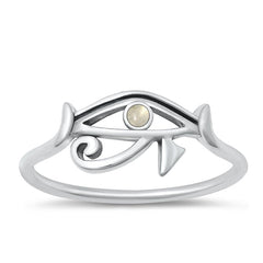Sterling Silver Oxidized Eye Of Horus Moonstone Ring Face Height-8mm