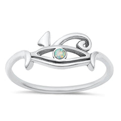 Sterling Silver Oxidized Eye Of Horus White Lab Opal Ring