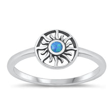 Load image into Gallery viewer, Sterling Silver Oxidized Sun Blue Lab Opal and Ring-8.5mm