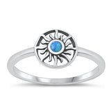 Sterling Silver Oxidized Sun Blue Lab Opal and Ring-8.5mm