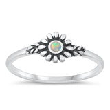 Sterling Silver Oxidized White Lab Opal Ring-6.6mm