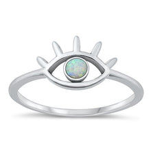 Load image into Gallery viewer, Sterling Silver Oxidized White Lab Opal and Ring-8.7mm