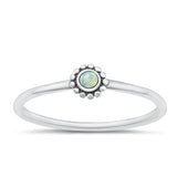 Sterling Silver Oxidized Bali Style White Lab Opal Ring