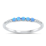 Sterling Silver Rhodium Plated Blue Lab Opal Ring-1.9mm