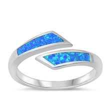 Load image into Gallery viewer, Sterling Silver Rhodium Plated Fancy Blue Lab Opal Ring