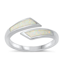 Load image into Gallery viewer, Sterling Silver Rhodium Plated Fancy White Lab Opal Ring