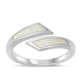 Sterling Silver Rhodium Plated Fancy White Lab Opal Ring