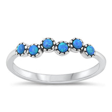 Load image into Gallery viewer, Sterling Silver Rhodium Plated Blue Lab Opal Ring-4mm