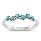 Sterling Silver Oxidized Genuine Turquoise Ring-4mm