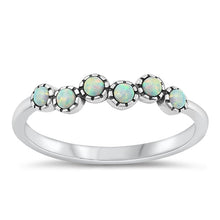 Load image into Gallery viewer, Sterling Silver Rhodium Plated White Lab Opal Ring-4mm