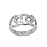 Sterling Silver Trendy Heart Design Ring with Face Height of 10MM
