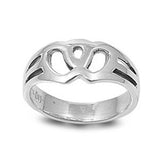 Sterling Silver Fancy Twin Heart  with Face Height of 9MM