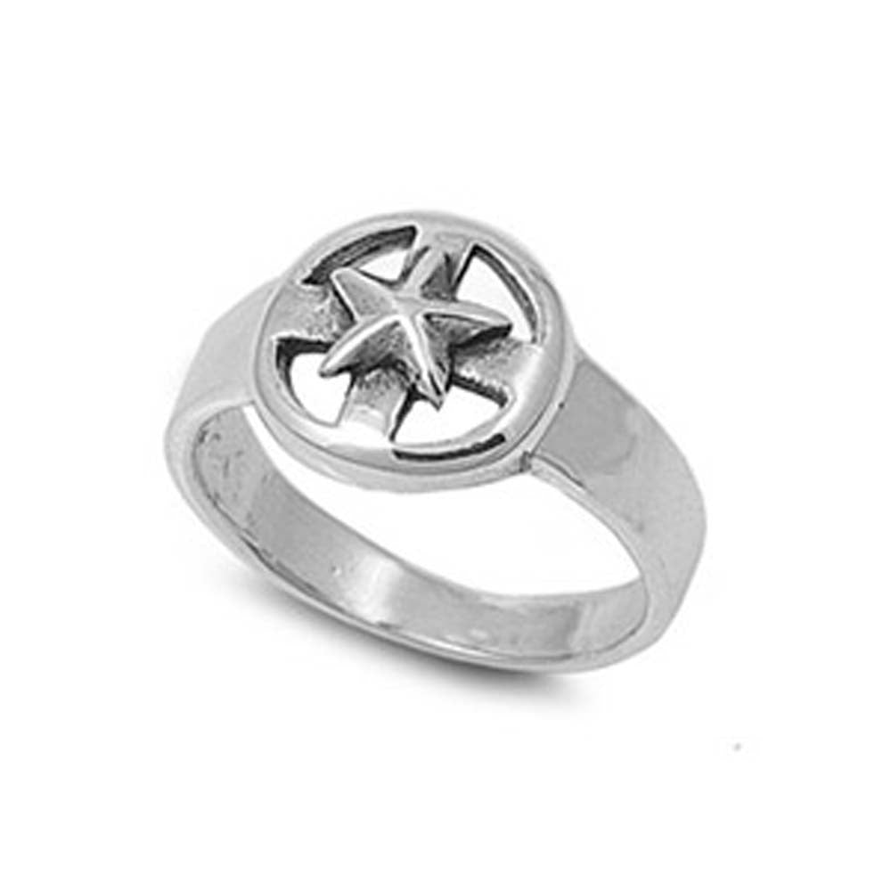 Sterling Silver Modish Antique Style Star Ring