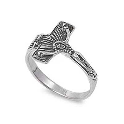 Sterling Silver Stylish Crucifix Ring with Face Height of 14MM