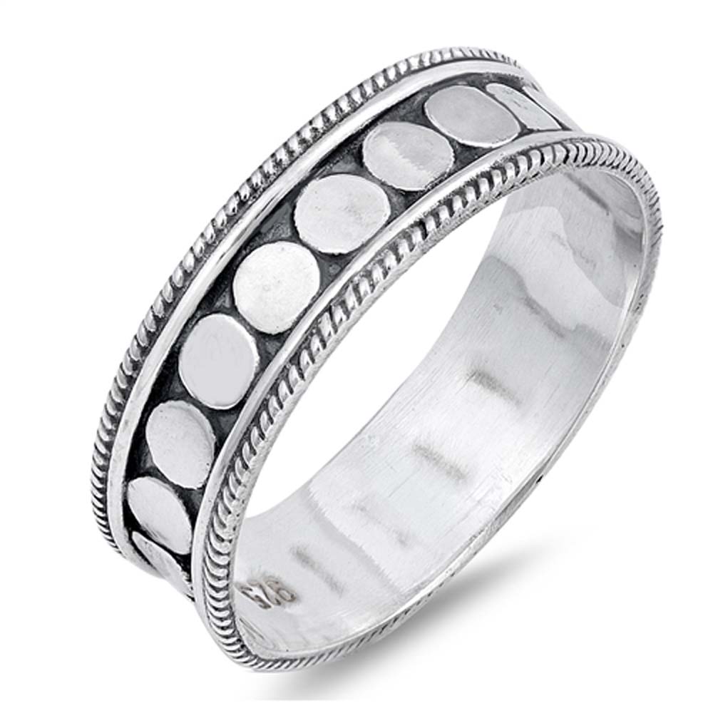 Sterling Silver Bali Vintage with Bead Design RingAnd Face Height of 7MM