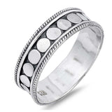 Sterling Silver Bali Vintage with Bead Design RingAnd Face Height of 7MM