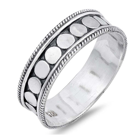 Sterling Silver Bali Vintage with Bead Design RingAnd Face Height of 7MM