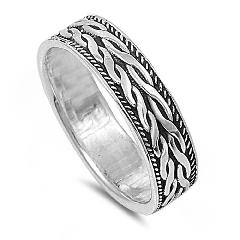 Sterling Silver Modish Bali Infinity Twisted Edge Ring with Band Width of 6MM