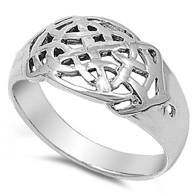 Sterling Silver Fancy Celtic Knot Ring with Face Height of 12MM