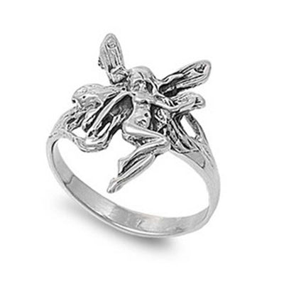 Sterling Silver Antique Style Fairy Ring with Face Height of 17MM
