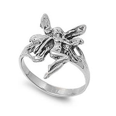 Sterling Silver Antique Style Fairy Ring with Face Height of 17MM