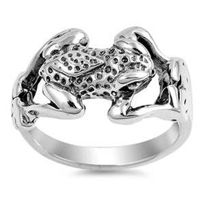 Sterling Silver Frog Shaped Plain RingsAnd Face Height 13mmAnd Band Width 3mm