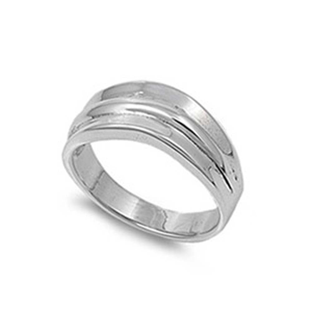 Sterling Silver Stylish Line Patterned Band Ring