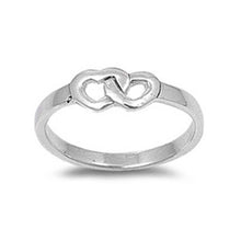 Load image into Gallery viewer, Sterling Silver Plain Twin Heart Ring with Face Height of 6MM