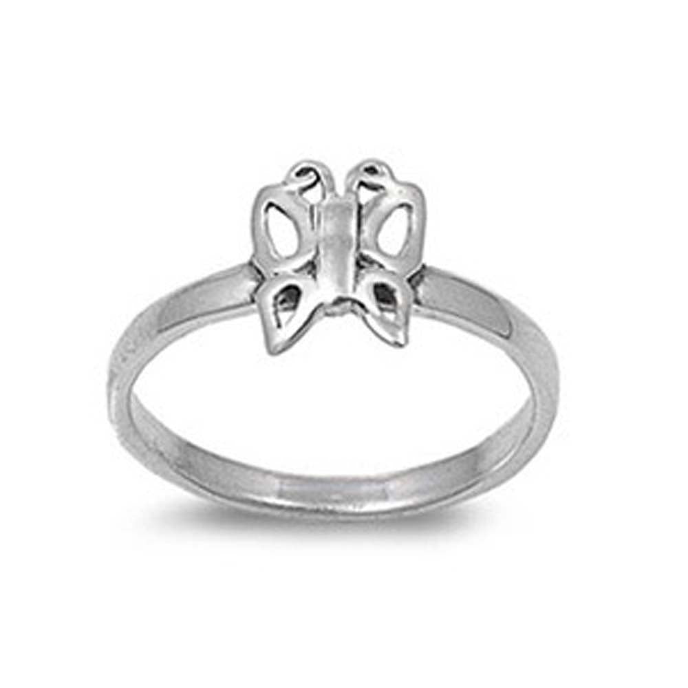 Sterling Silver Stylish Small Butterfly Ring with Face Height of 10MM
