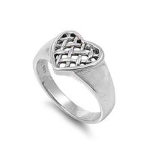 Load image into Gallery viewer, Sterling Silver Fancy Heart Design Ring with Face Height of 12MM