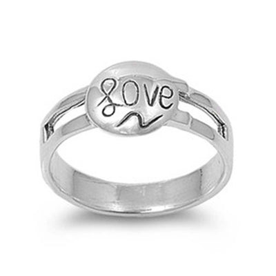 Sterling Silver Stylish Engraved  Love  Spinner Ring with Face Height of 10MM