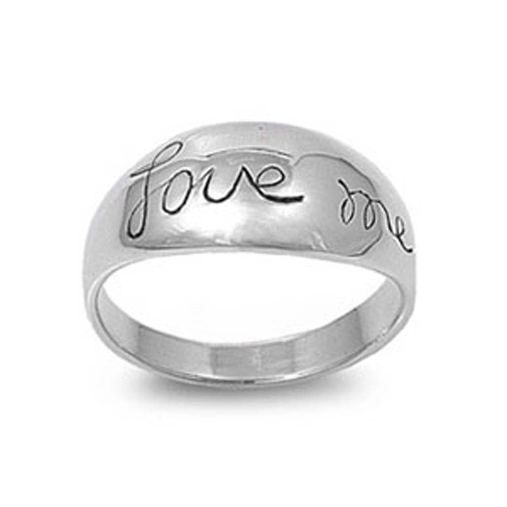 Sterling Silver Stylish Engraved  Love me  Thick Band Ring with Face Height of 10MM