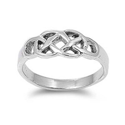 Sterling Silver Modish Celtic Knot Ring with Face Height of 7MM