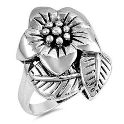 Sterling Silver Flower Shaped Plain RingsAnd Face Height 24mmAnd Band Width 3mm
