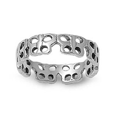 Sterling Silver Fancy Multiple Butterfly Band Ring with Band Width of 6MM