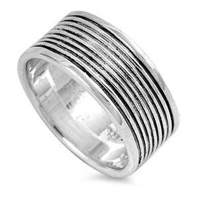 Sterling Silver Lines Shaped Plain RingsAnd Band Width 8mm