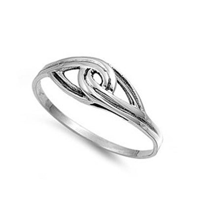 Sterling Silver Thin Celtic Love Knot Design Ring with Face Height of 6MM