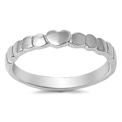 Sterling Silver Stylish Multiple Heart Band Ring with Face Height of 4MM
