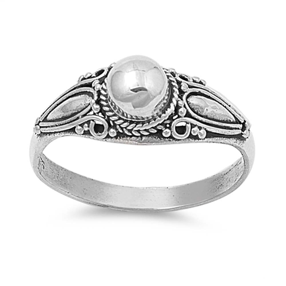 Sterling Silver Elegant Artistic Bali Design Ring with Face Height of 7MM