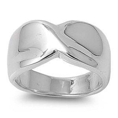 Sterling Silver Wave Shaped Plain RingsAnd Face Height 12mm