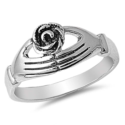 Sterling Silver Modish Claddagh Ring with Face Height of 9MM