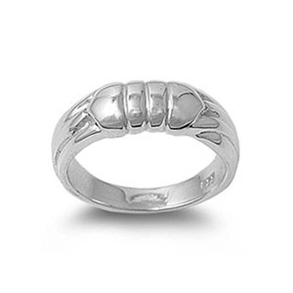 Sterling Silver Fancy Thick Band Ring with Face Height of 8MM
