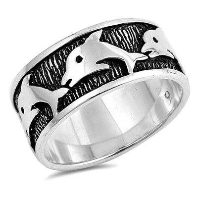Sterling Silver Dolphin Shaped Plain Rings