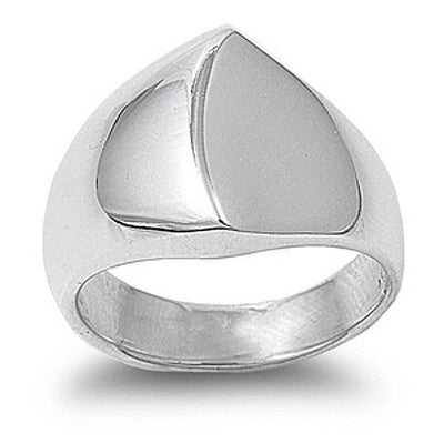 Sterling Silver Dome Leaf Shaped Plain RingsAnd Face Height 15mmAnd Band Width 5mm