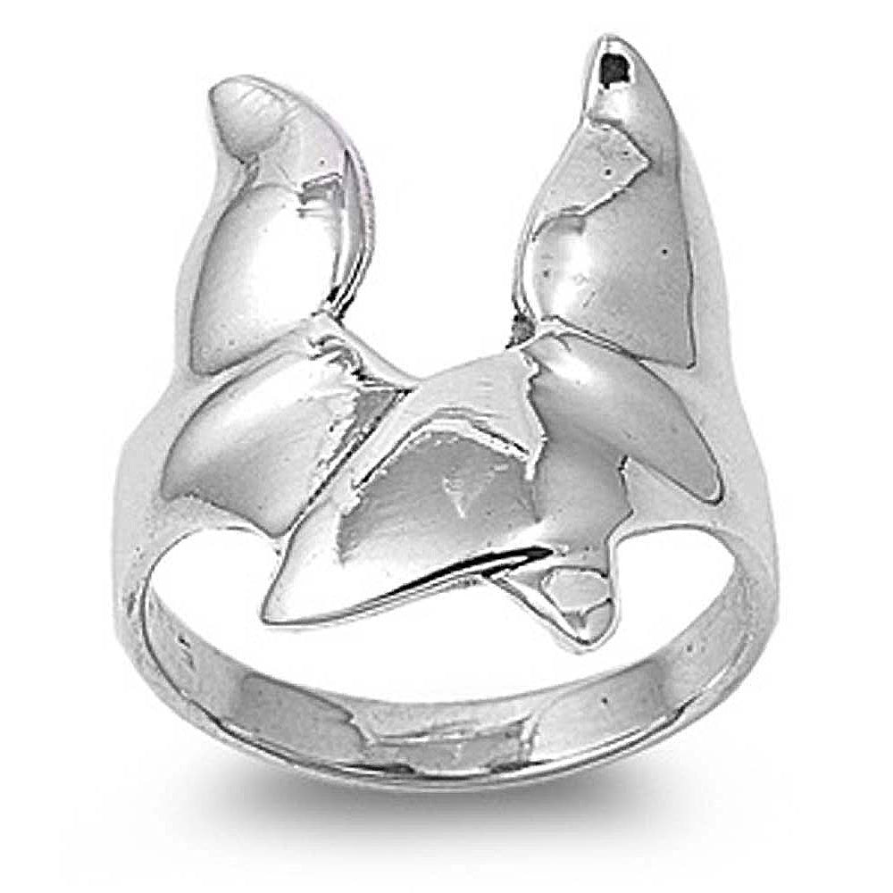 Sterling Silver Tales Shaped Plain RingsAnd Face Height 23mmAnd Band Width 3mm